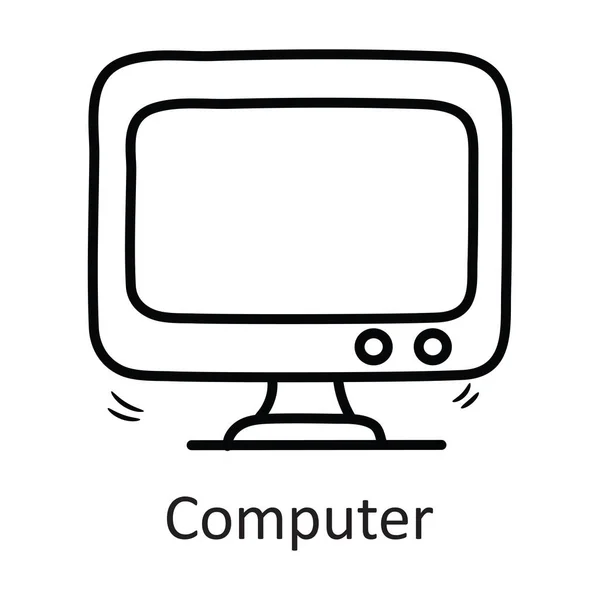 Obrys Vektoru Počítače Icon Design Illustration Papírový Symbol Bílém Pozadí — Stockový vektor