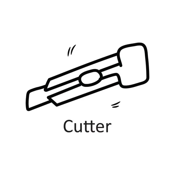 Cutter Vector Outline Icon Ontwerp Illustratie Stationery Symbool Witte Achtergrond — Stockvector