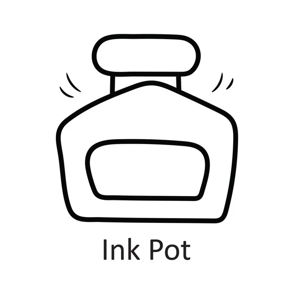 Ink Pot Vector Schema Icona Design Illustrazione Simbolo Cancelleria Sfondo — Vettoriale Stock
