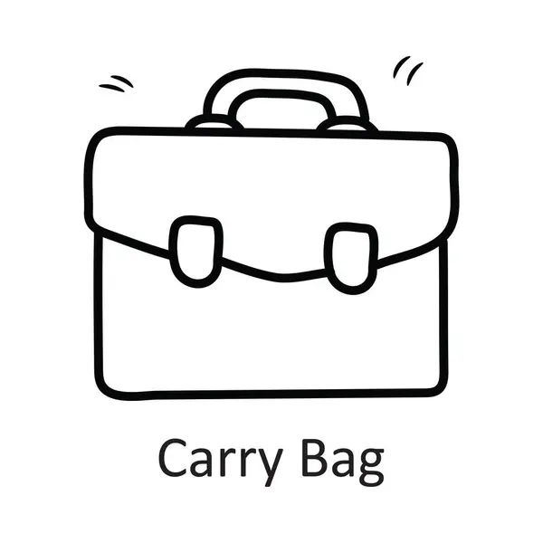 Carry Bag Zarys Wektora Icon Design Ilustracji Symbol Papeterii Białym — Wektor stockowy