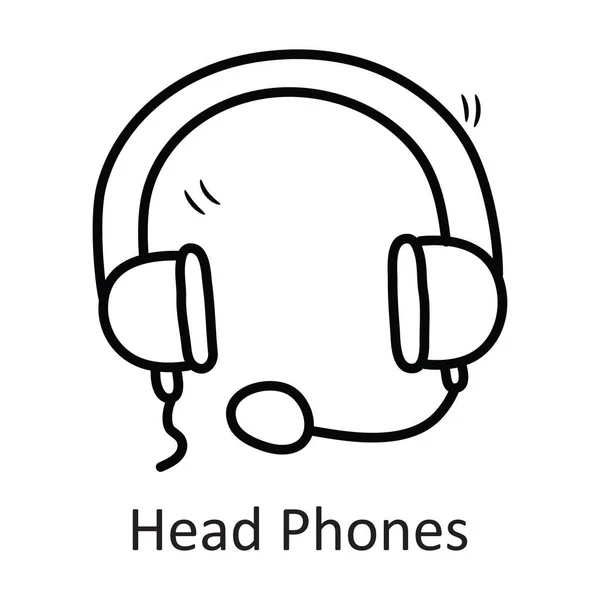 Head Phones Esquema Vectorial Icono Diseño Ilustración Símbolo Papelería Sobre — Vector de stock