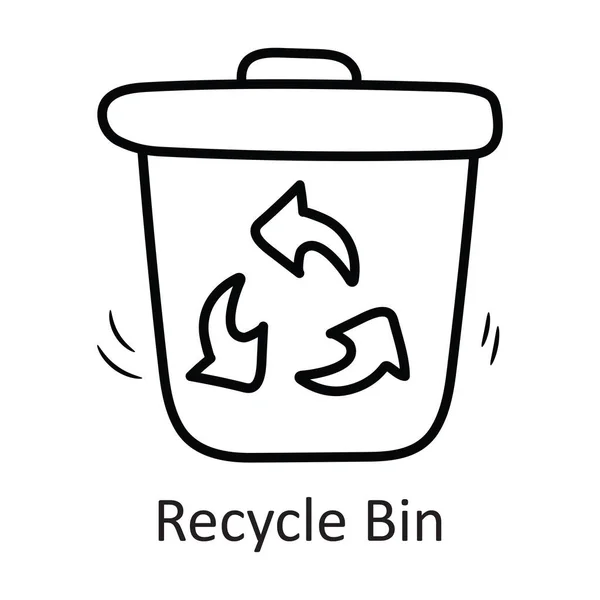 Recycle Bin Vector Outline Icon Design Illustration Símbolo Papelaria Fundo — Vetor de Stock