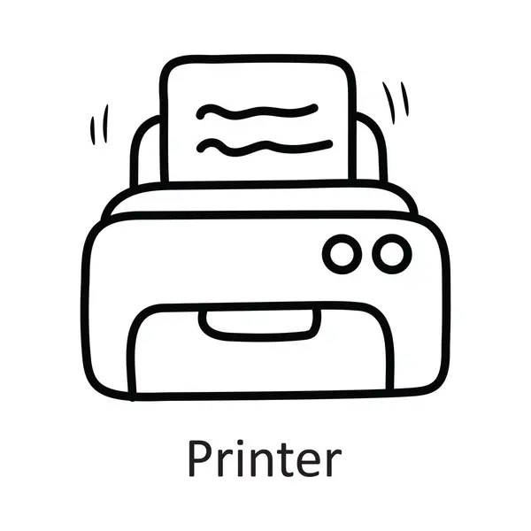 Desenho Vetor Impressora Icon Design Illustration Símbolo Papelaria Fundo Branco —  Vetores de Stock