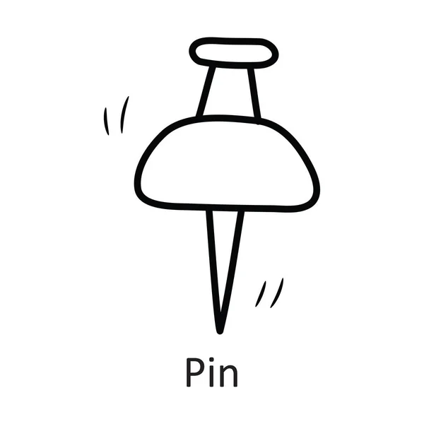 Pin Vector Contorno Icono Diseño Ilustración Símbolo Papelería Sobre Fondo — Vector de stock