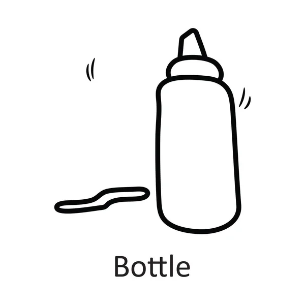 Esquema Vector Botella Icono Diseño Ilustración Símbolo Papelería Sobre Fondo — Vector de stock