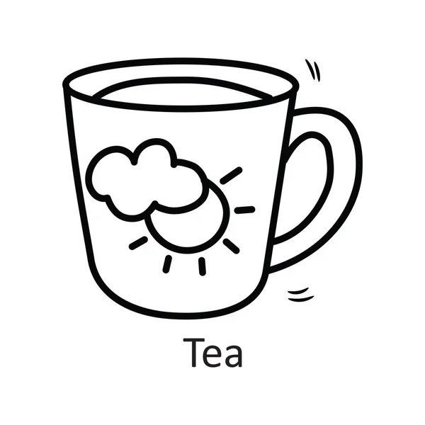 Tea Vektor Vázlat Ikon Design Illusztráció Irodaszer Szimbólum Fehér Háttér — Stock Vector