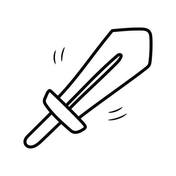Kılıç Vektör Ana Hatları Simge Tasarım Çizimi Beyaz Arkaplan Eps — Stok Vektör