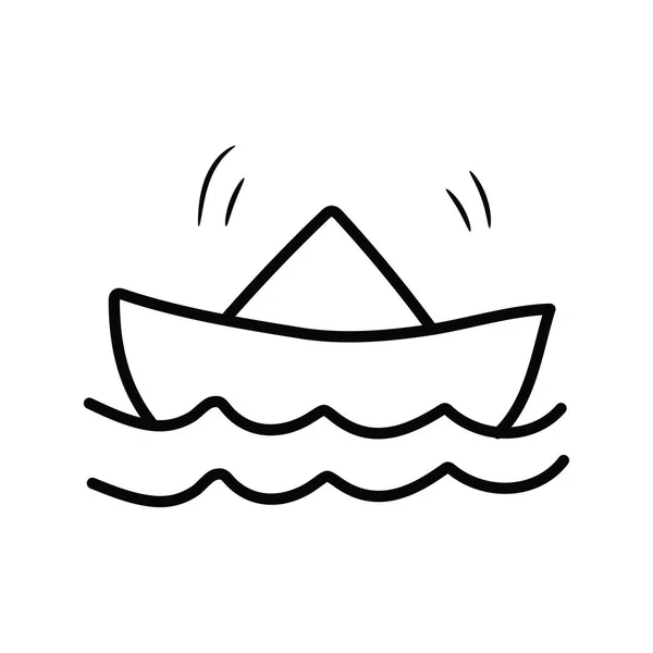 Човен Векторний Контур Іконка Дизайн Ілюстрація Іграшки Символ Білому Тлі — стоковий вектор