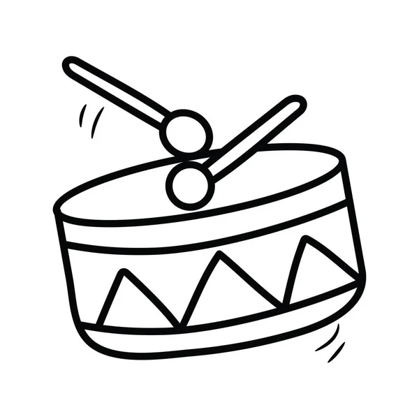 Toy Drum Διάνυσμα Περίγραμμα Εικονίδιο Σχεδιασμός Εικονογράφηση Σύμβολο Παιχνιδιών Άσπρο — Διανυσματικό Αρχείο