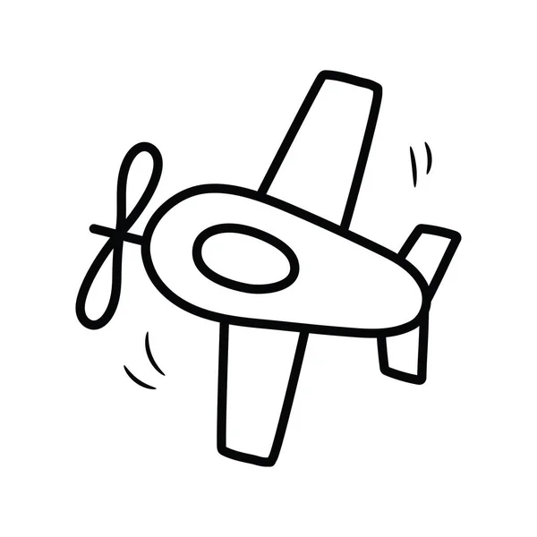 Toy Plane Vector Outline Icon Design Illustration Toys Symbol White — Stock Vector