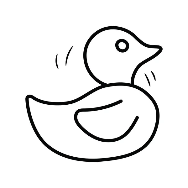 Duck Toy Διανυσματικό Περίγραμμα Εικονίδιο Σχεδιασμός Εικονογράφηση Σύμβολο Παιχνιδιών Άσπρο — Διανυσματικό Αρχείο