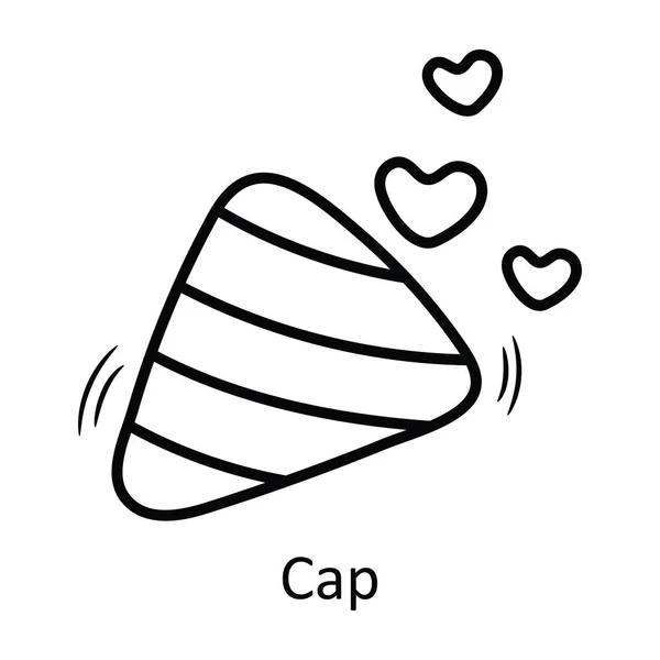 Vnější Obrys Čepice Ručně Kreslit Ikona Design Ilustrace Valentýn Symbol — Stockový vektor