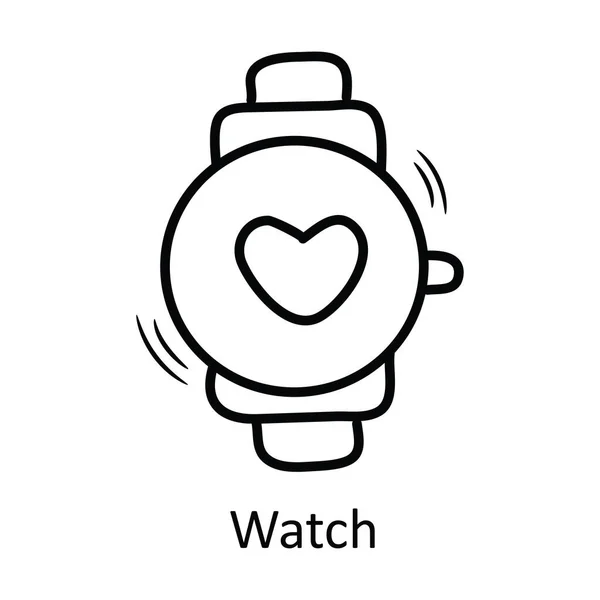 Watch Vektor Skitse Hånd Tegne Ikon Design Illustration Valentine Symbol – Stock-vektor