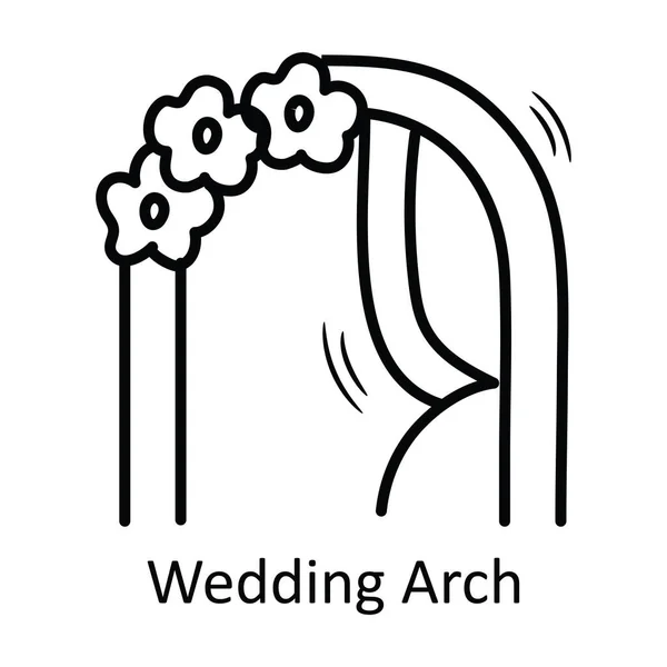 Wedding Arch Vector Schets Met Hand Tekenen Pictogram Ontwerp Illustratie — Stockvector