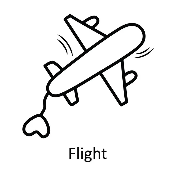 Flight Vector Outline Hand Draw Icon Design Illustration Valentine Symbol — Stock Vector