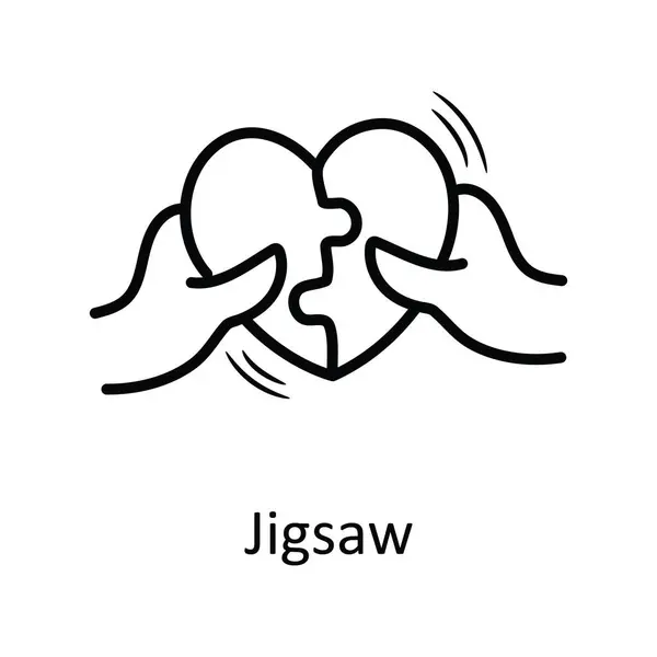Jigsaw Vector Contorno Mano Dibujar Icono Diseño Ilustración Símbolo San — Archivo Imágenes Vectoriales