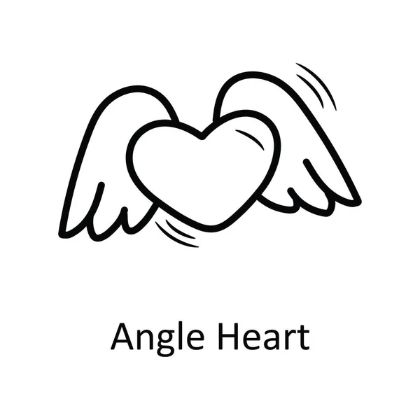 Γωνία Καρδιά Διάνυσμα Περίγραμμα Χέρι Κλήρωση Εικόνα Σχεδιασμό Valentine Σύμβολο — Διανυσματικό Αρχείο