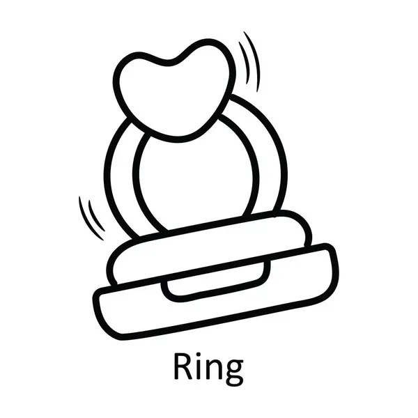Ring Vektor Kontur Hand Rita Ikonen Design Illustration Valentine Symbol — Stock vektor