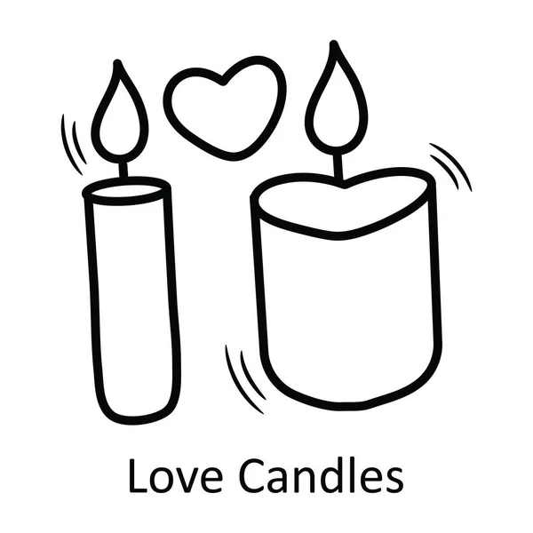 爱情蜡烛矢量轮廓手绘图标设计图解 白色背景Eps 10文件上的Valentine Symbol — 图库矢量图片