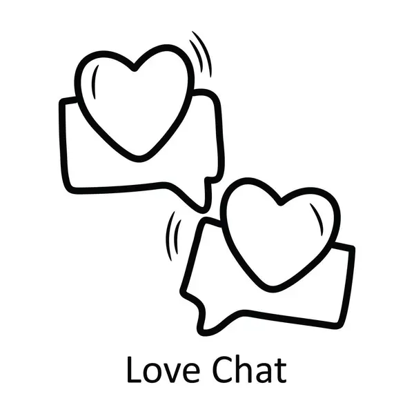 Amor Chat Vector Contorno Mano Dibujar Icono Diseño Ilustración Símbolo — Vector de stock