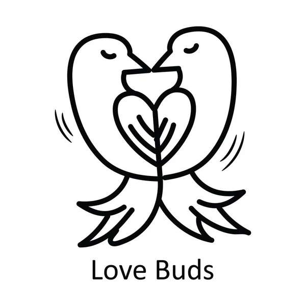 Pąki Miłości Zarys Zarysować Ręcznie Ikona Projekt Ilustracji Valentine Symbol — Wektor stockowy