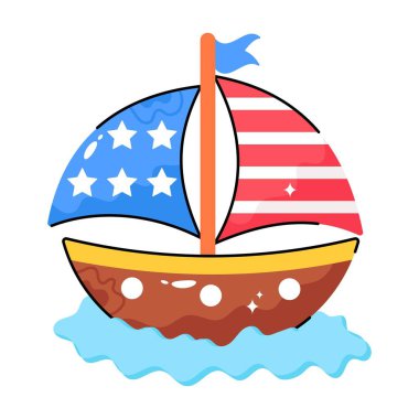 Yelkenli karalama vektörü renkli çıkartma simgesi. EPS 10 dosyası