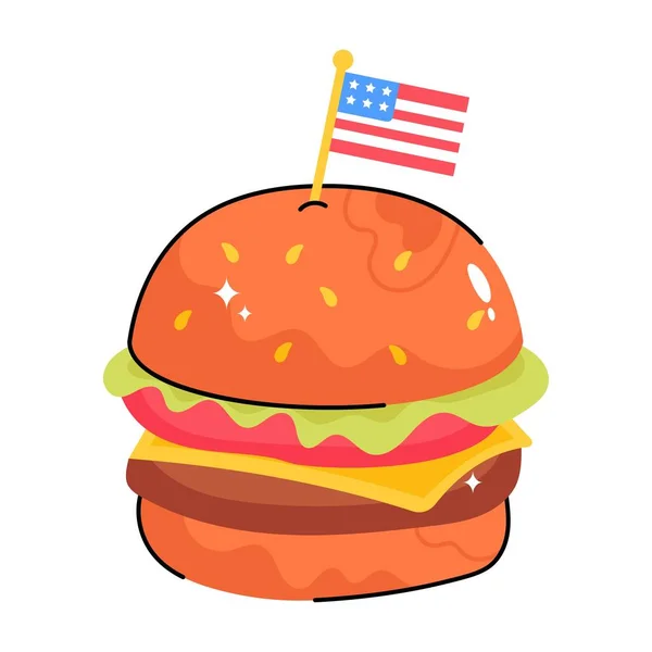 Burger Doodle Wektor Kolorowe Naklejki Ikona Plik Eps — Wektor stockowy