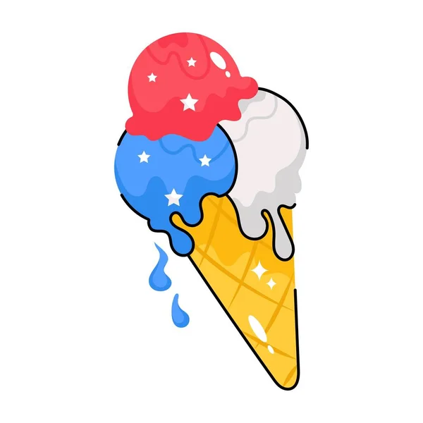 Ice Cone Doodle Vector Colorato Adesivi Icona File Eps — Vettoriale Stock