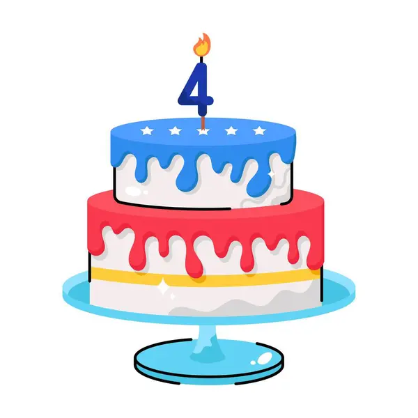 Independence Cake Doodle Vektor Bunte Aufkleber Symbol Eps Datei — Stockvektor
