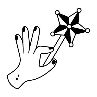 Sihirli çubuk karalama vektörü Katı Etiketler. EPS 10 dosyası