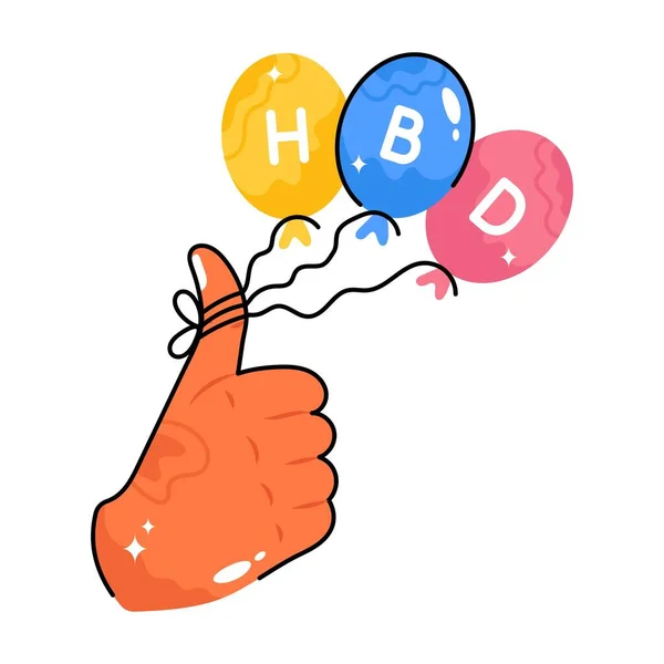 Hbd Balões Doodle Vetor Adesivos Coloridos Arquivo Eps —  Vetores de Stock