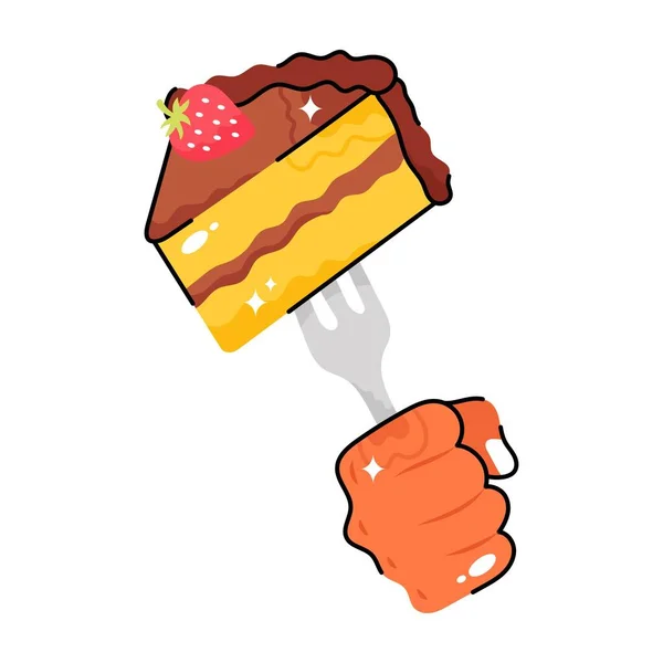 Stukje Cake Doodle Vector Kleurrijke Stickers Eps Bestand — Stockvector