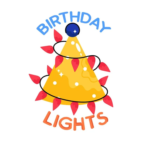 Luces Cumpleaños Doodle Vector Pegatinas Colores Archivo Eps — Vector de stock