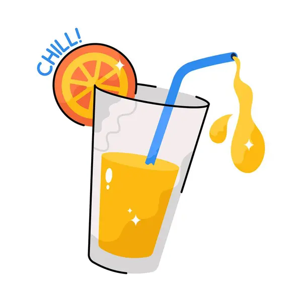 Orange Juice Doodle Vector Colorful Stickers Eps File — Stock Vector