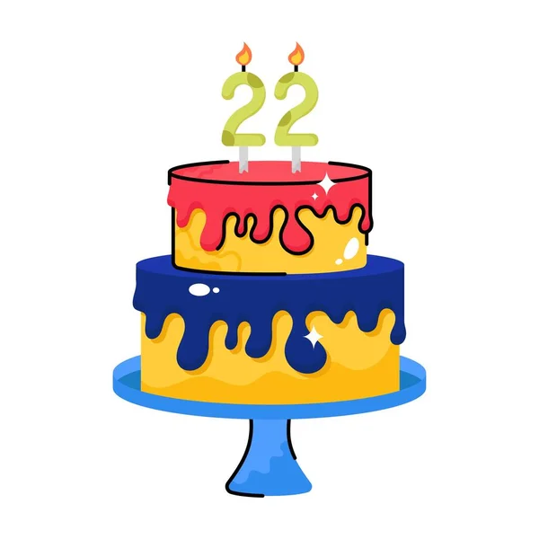 誕生日ケーキの落書きベクターの多彩なステッカー Eps ファイル — ストックベクタ