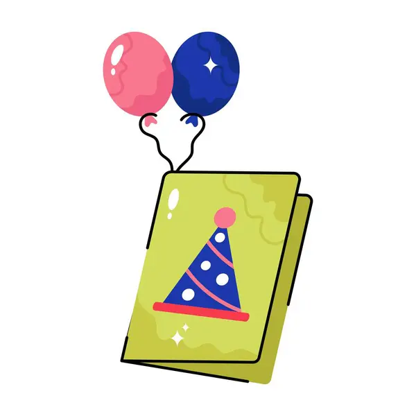 Cartão Aniversário Vetor Doodle Adesivos Coloridos Arquivo Eps —  Vetores de Stock