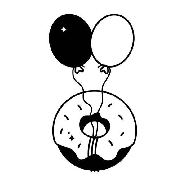 Donut Doodle Διάνυσμα Στερεά Αυτοκόλλητα Αρχείο Eps — Διανυσματικό Αρχείο