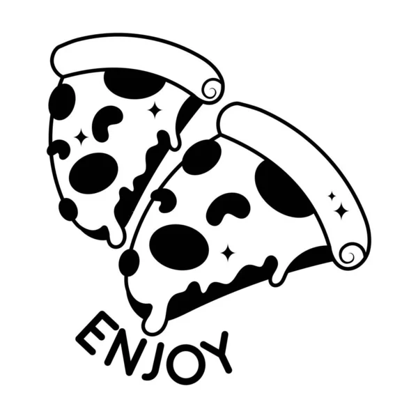 Pizza Doodle Vettore Adesivi Solidi File Eps — Vettoriale Stock