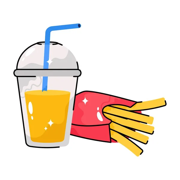 Fast Food Vetor Doodle Adesivo Colorido Arquivo Eps — Vetor de Stock
