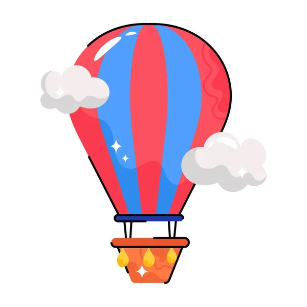 Hete Lucht Ballon Doodle Vector Kleurrijke Sticker Eps Bestand — Stockvector