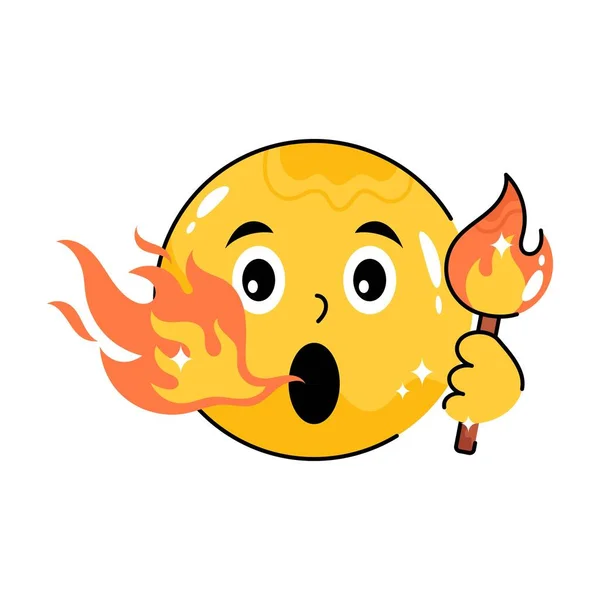 Fire Emoticon Doodle Vector Colorful Sticker Eps File — Stock Vector