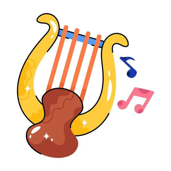 Lyre Doodle Vector Colorful Sticker File Eps — Vettoriale Stock
