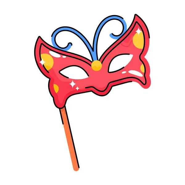 Carnaval Máscara Doodle Vetor Adesivo Colorido Arquivo Eps — Vetor de Stock