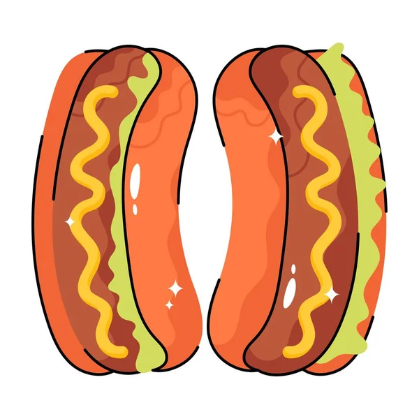 Hot Dog Doodle Vector Adesivo Colorato File Eps — Vettoriale Stock