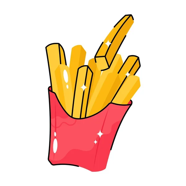 Fries Doodle Vector Bunte Aufkleber Eps Datei — Stockvektor