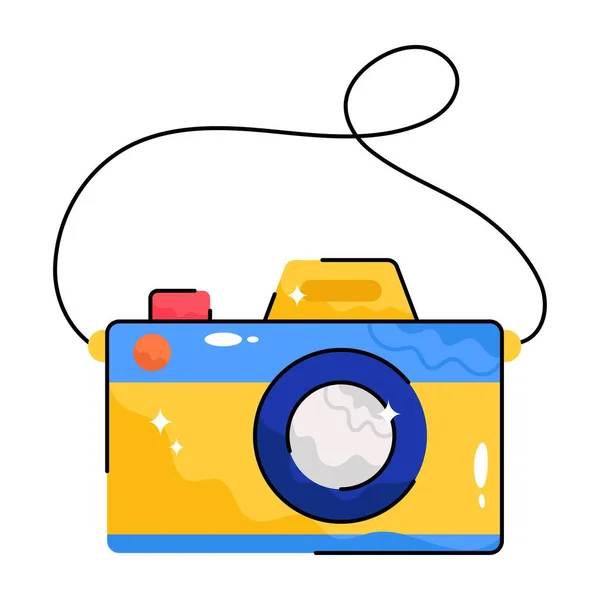 Camera Doodle Vector Colorful Sticker Eps File — Stock Vector