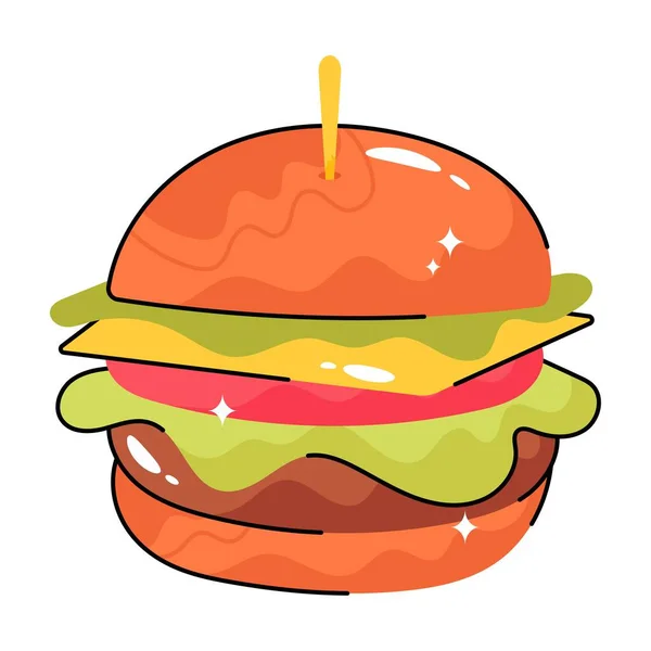 Burger Doodle Διάνυσμα Πολύχρωμο Αυτοκόλλητο Αρχείο Eps — Διανυσματικό Αρχείο