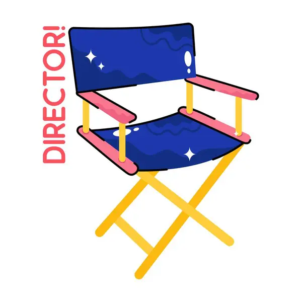 Diretor Cadeira Doodle Vetor Adesivo Colorido Arquivo Eps — Vetor de Stock