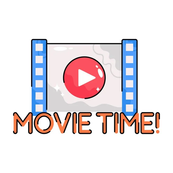 Filmzeit Doodle Vektor Bunte Sticker Eps Datei — Stockvektor