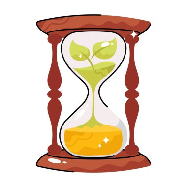 Çevre zamanı kum saati karalama vektörü renkli çıkartma. EPS 10 dosyası